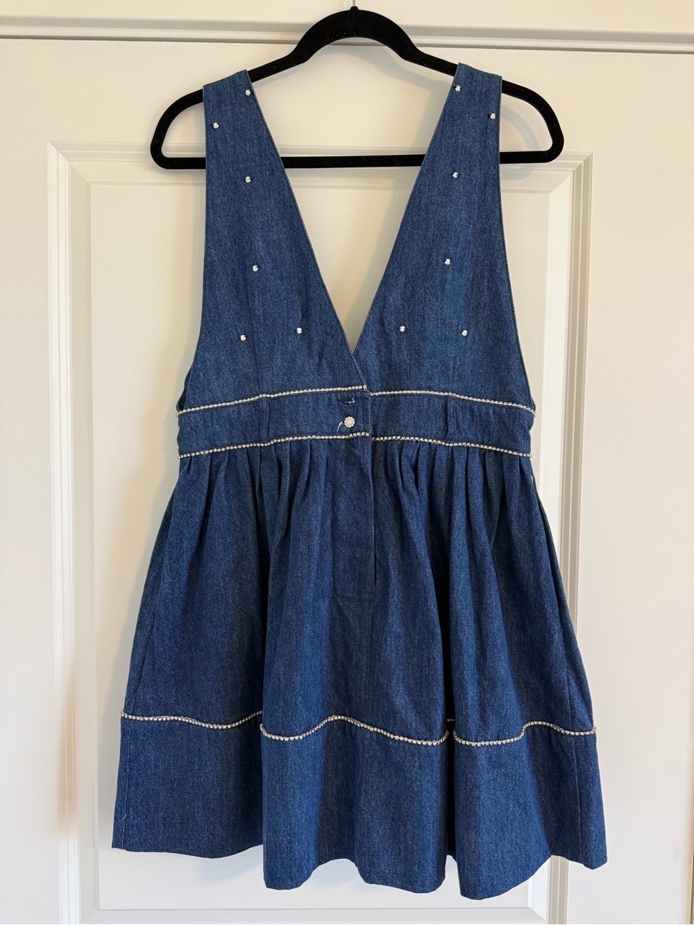 Free People Blue Denim Embroidered Mini Dress - Picture 3 of 6